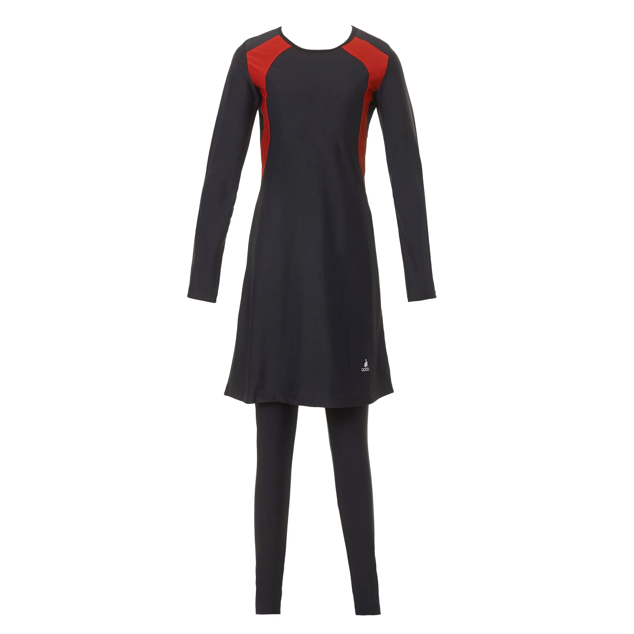 Black and Red Striped Burkini Swimwear - Image 7