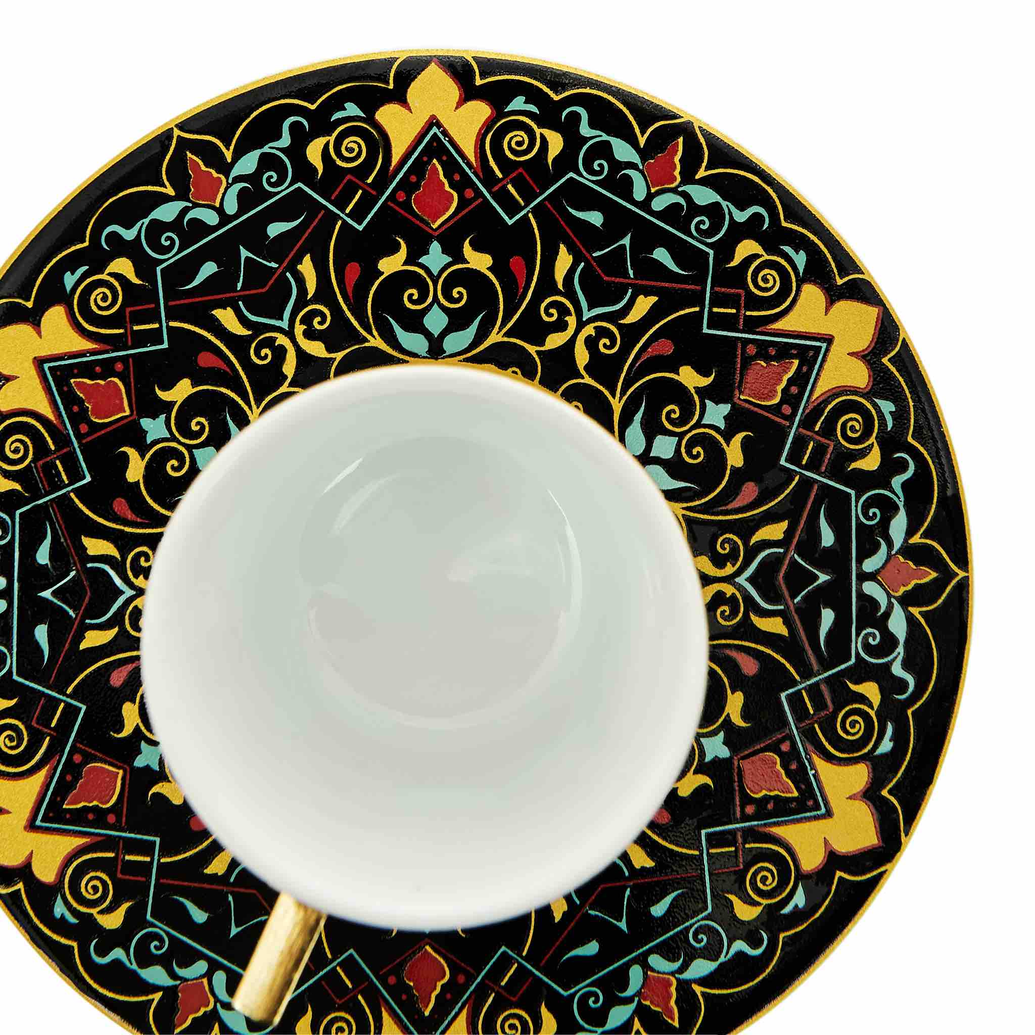 Black Floral Patterned Turkish Coffee Set - Image 2