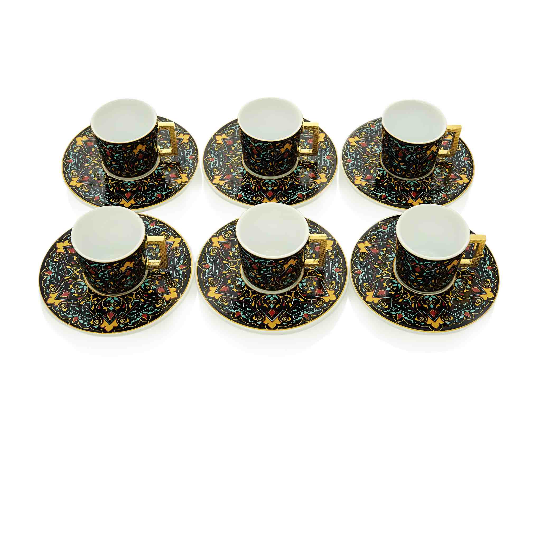 Black Floral Patterned Turkish Coffee Set - Image 5