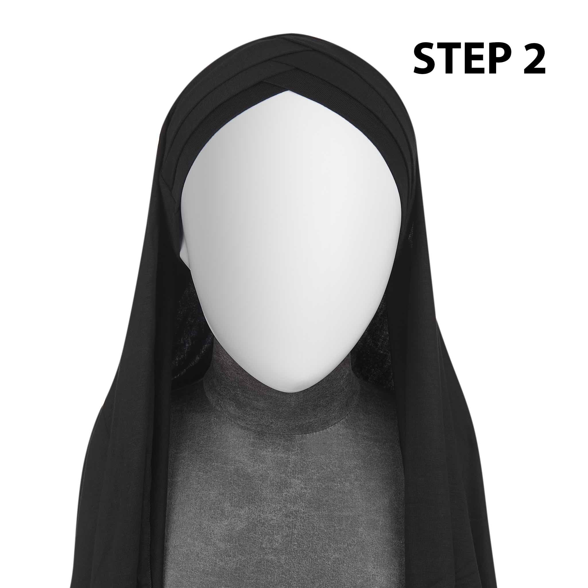 Black Ready to Wear Hijab - 3 Stripped - Image 3