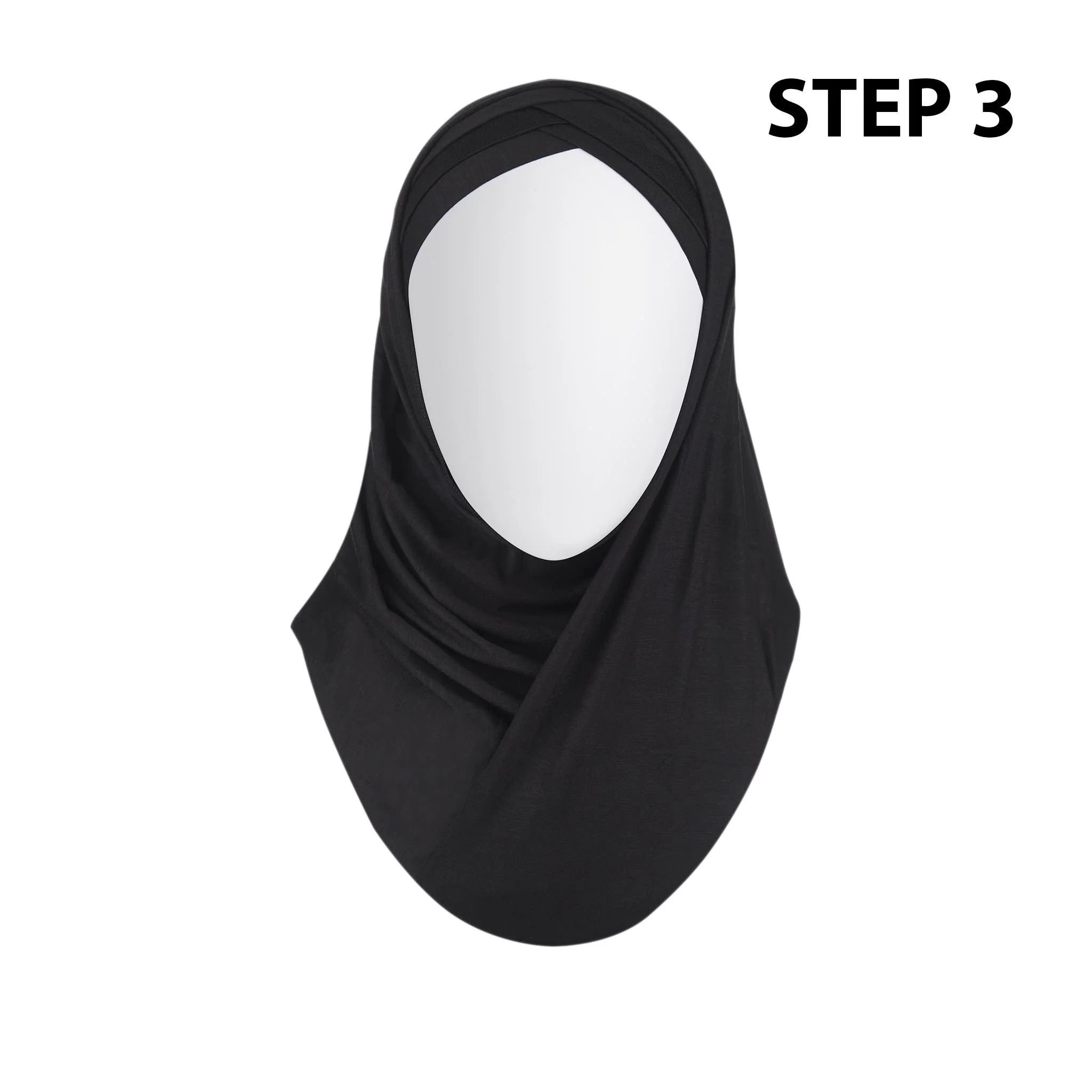 Black Ready to Wear Hijab - 3 Stripped - Image 4