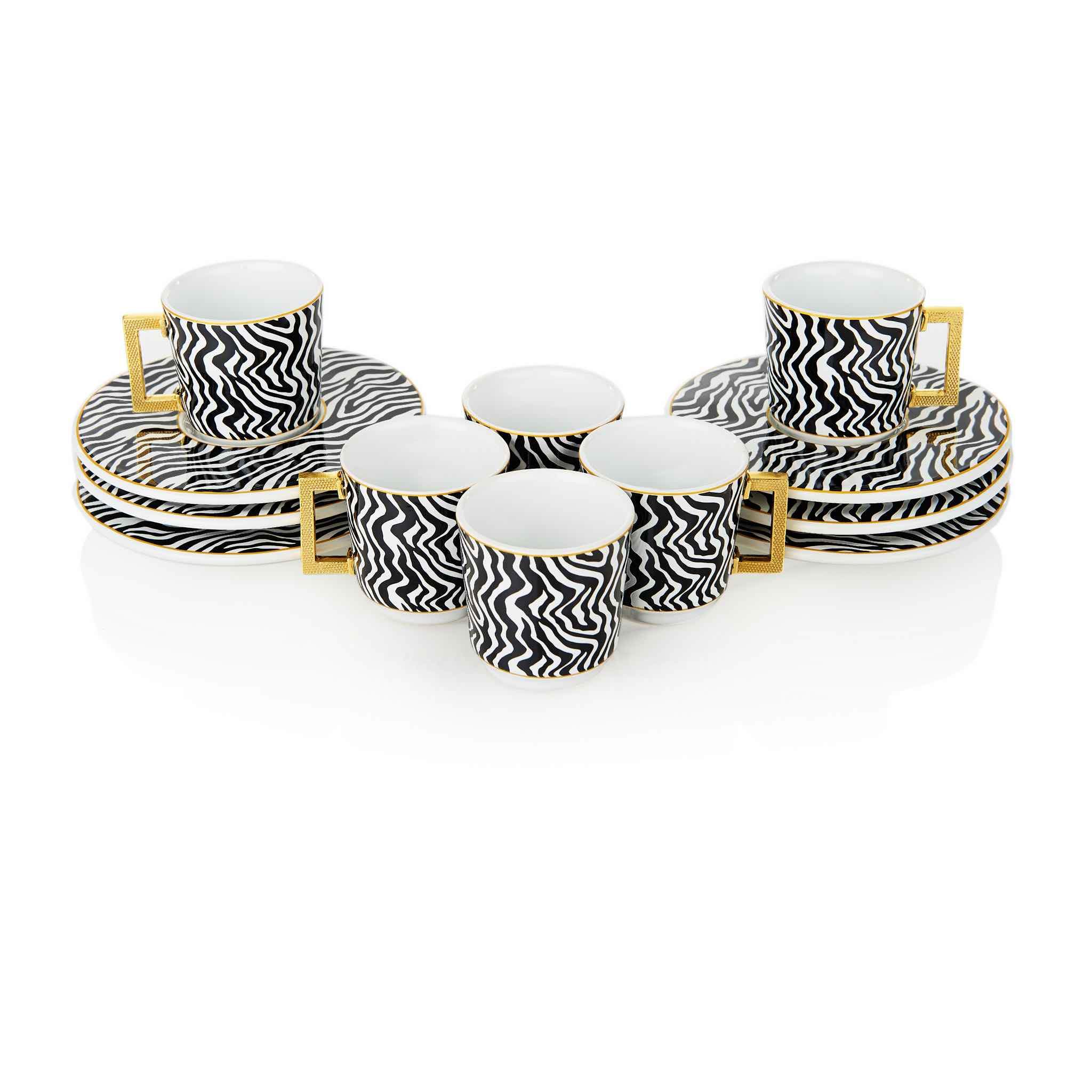 Black Zebra Stripped Turkish Coffee Set - Image 3