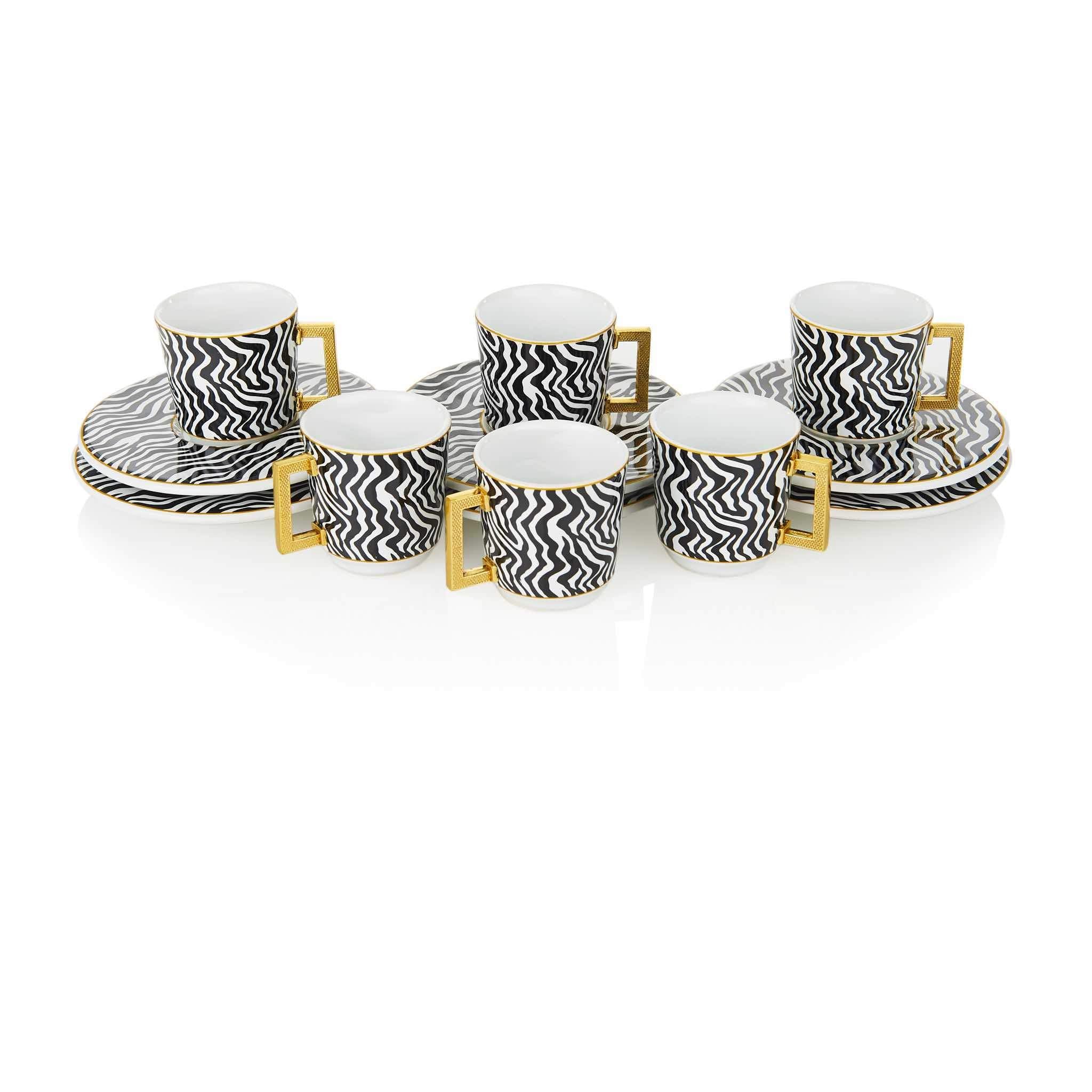 Black Zebra Stripped Turkish Coffee Set - Image 4