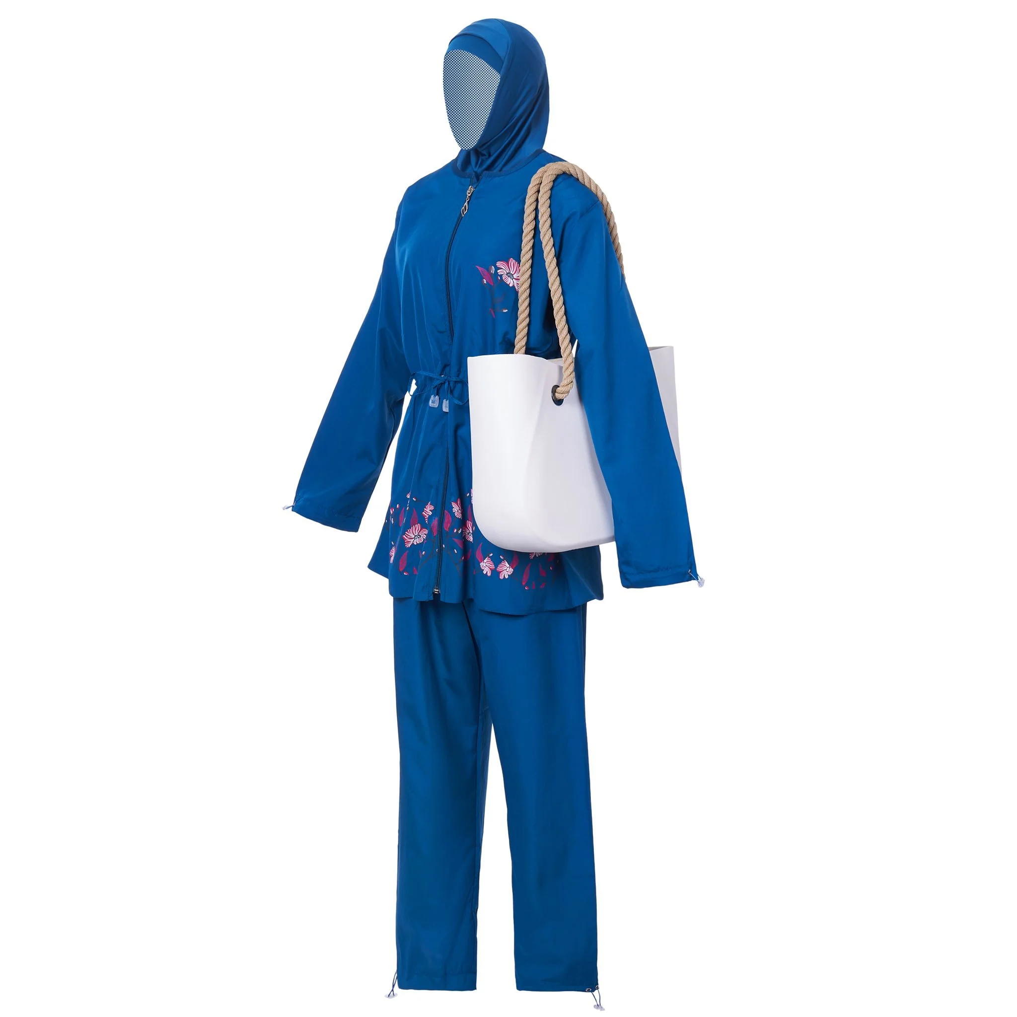 Blue Floral Burkini Swimwear - Image 3