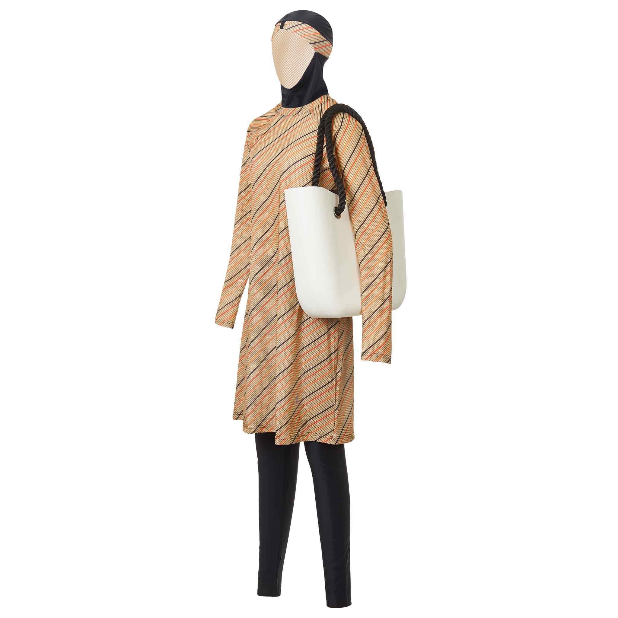 Brown Patterned Burkini Swimwear - Image 3
