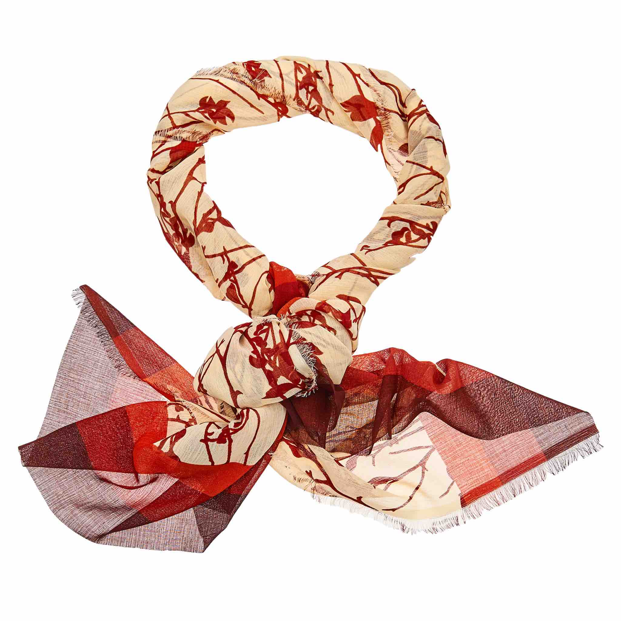 Floral Chiffon Hijab - Brown & Tan - Image 3