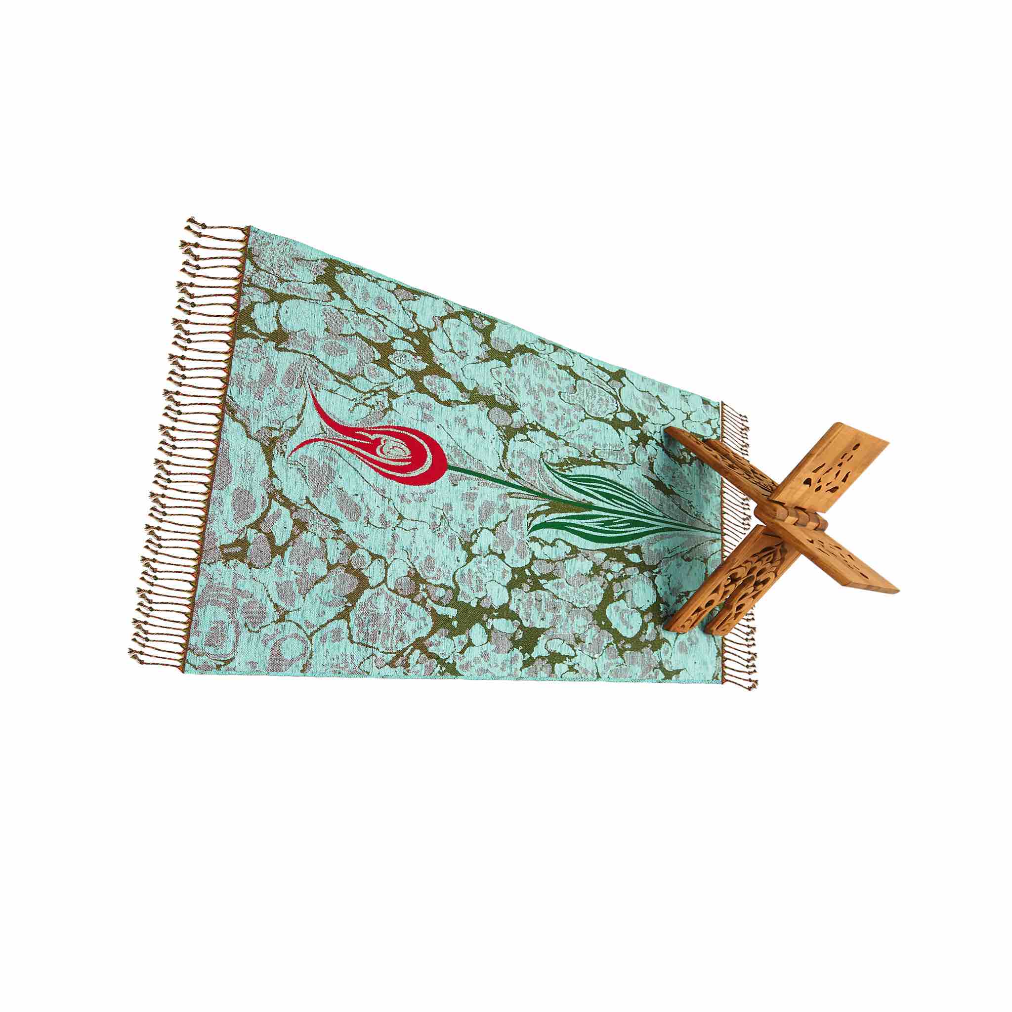 Floral Prayer Rug - Teal - Image 4