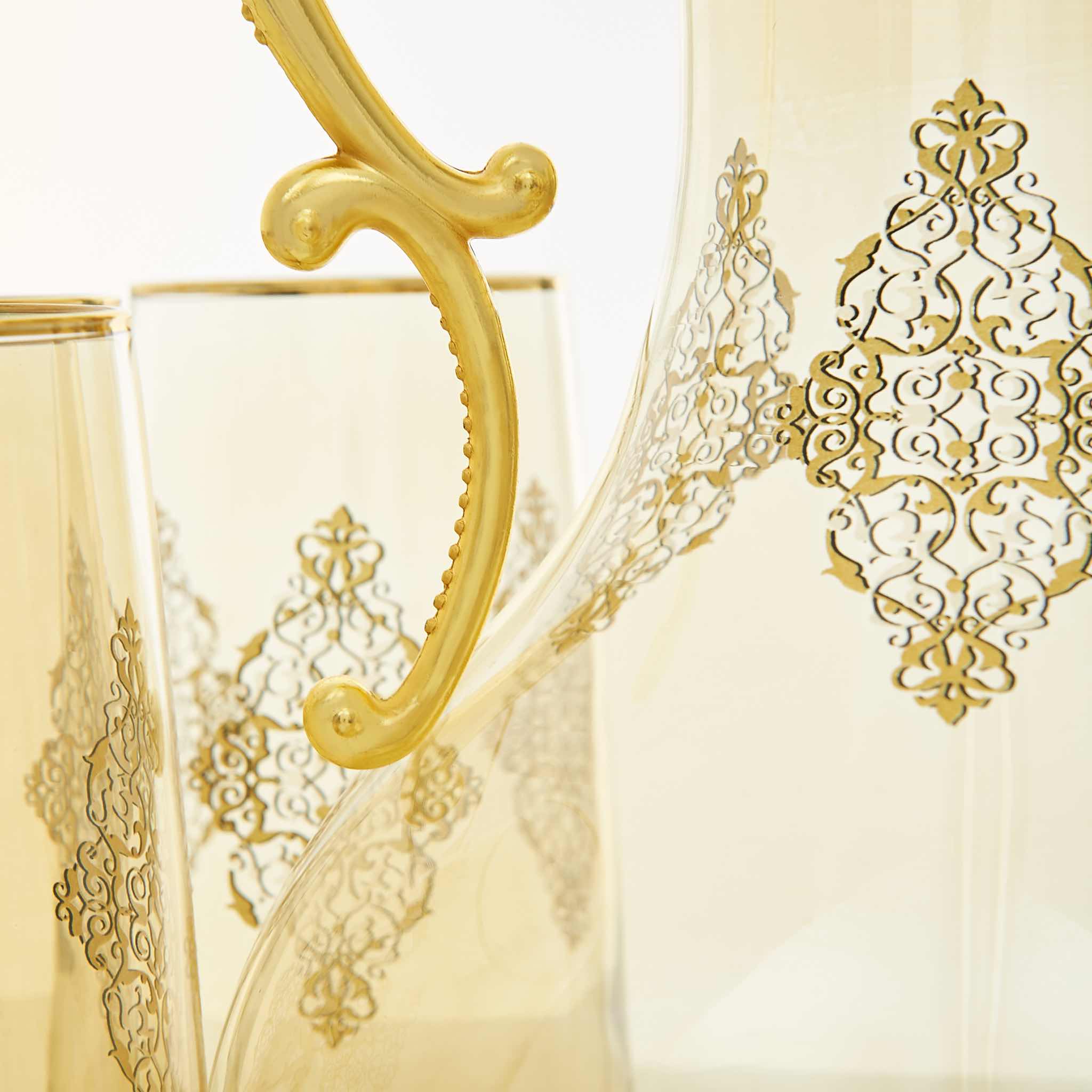 Gilded Golden Filigree Turkish Drink Serving Set with Lid - Image 3