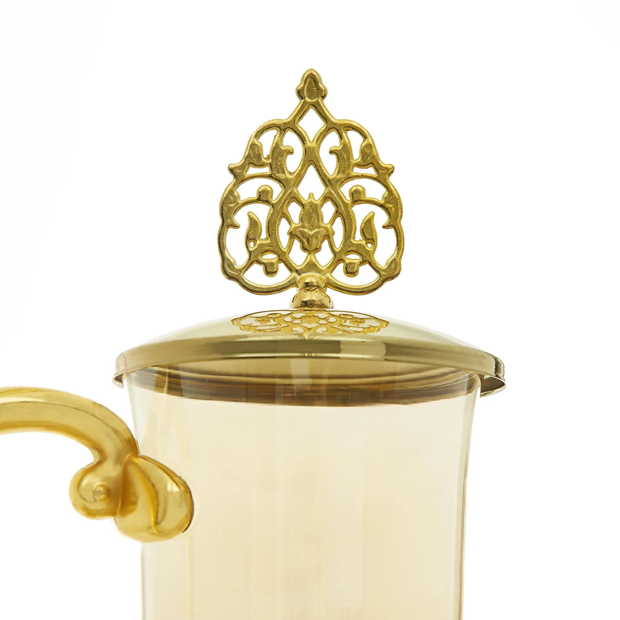 Gilded Golden Filigree Turkish Drink Serving Set with Lid - Image 4