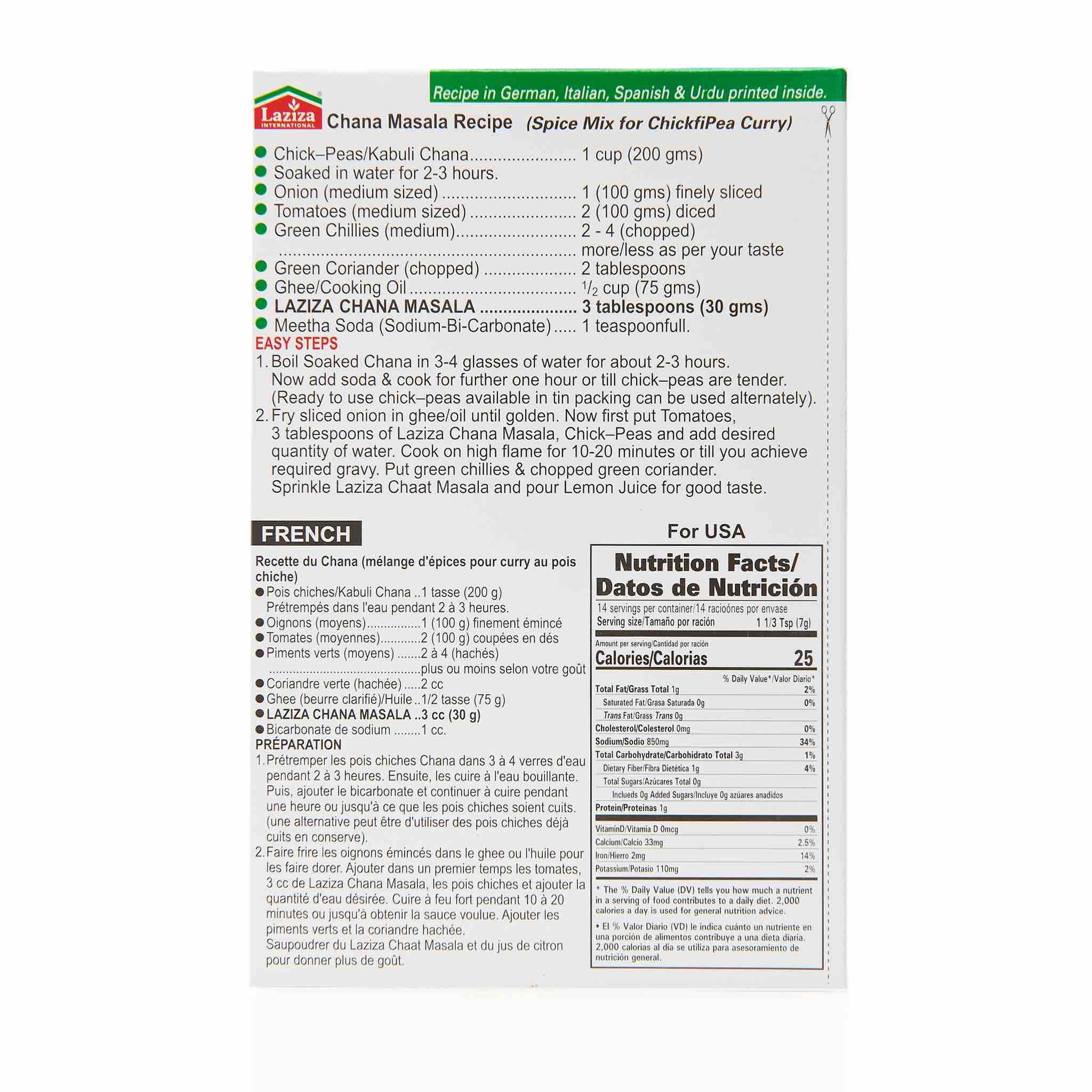 Laziza Chana Masala Recipe Mix - Image 3