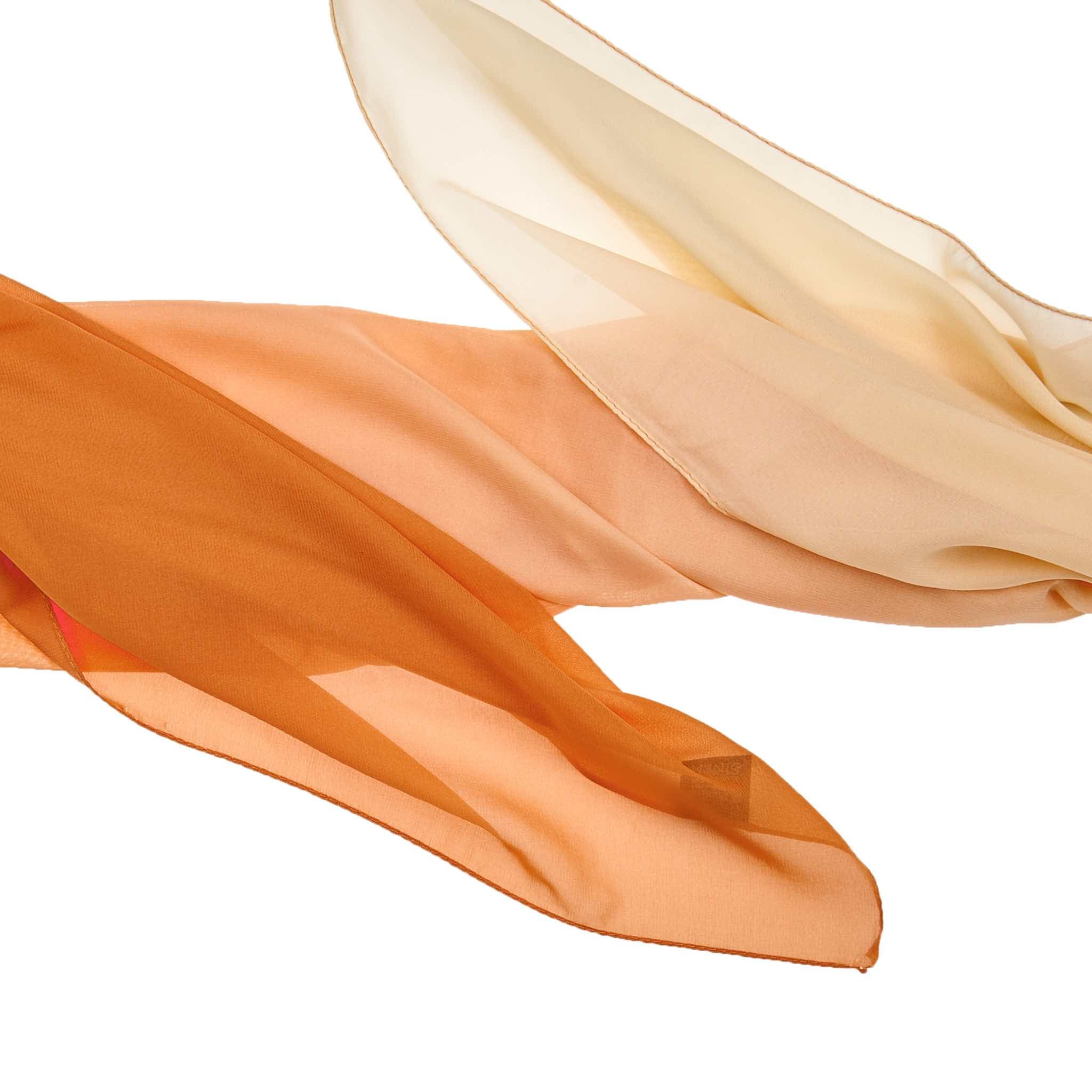 Multi Color Silk Hijab - Orange & Beige - Image 2