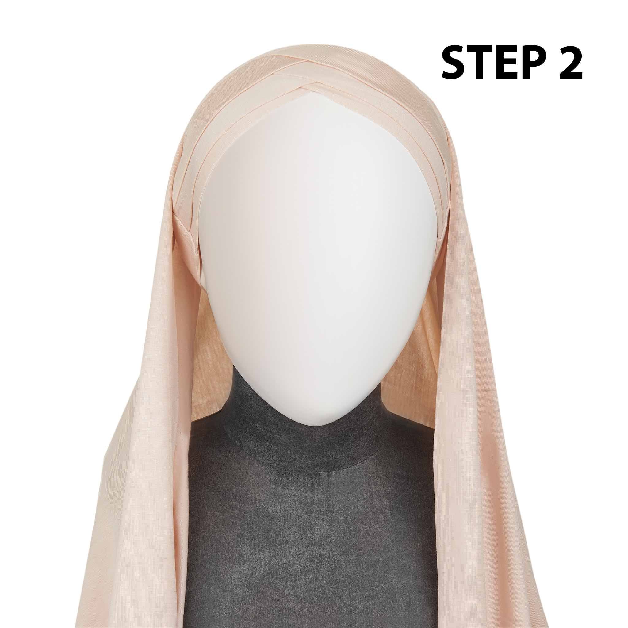 Pale Pink Ready to Wear Hijab - 3 Stripped - Image 3