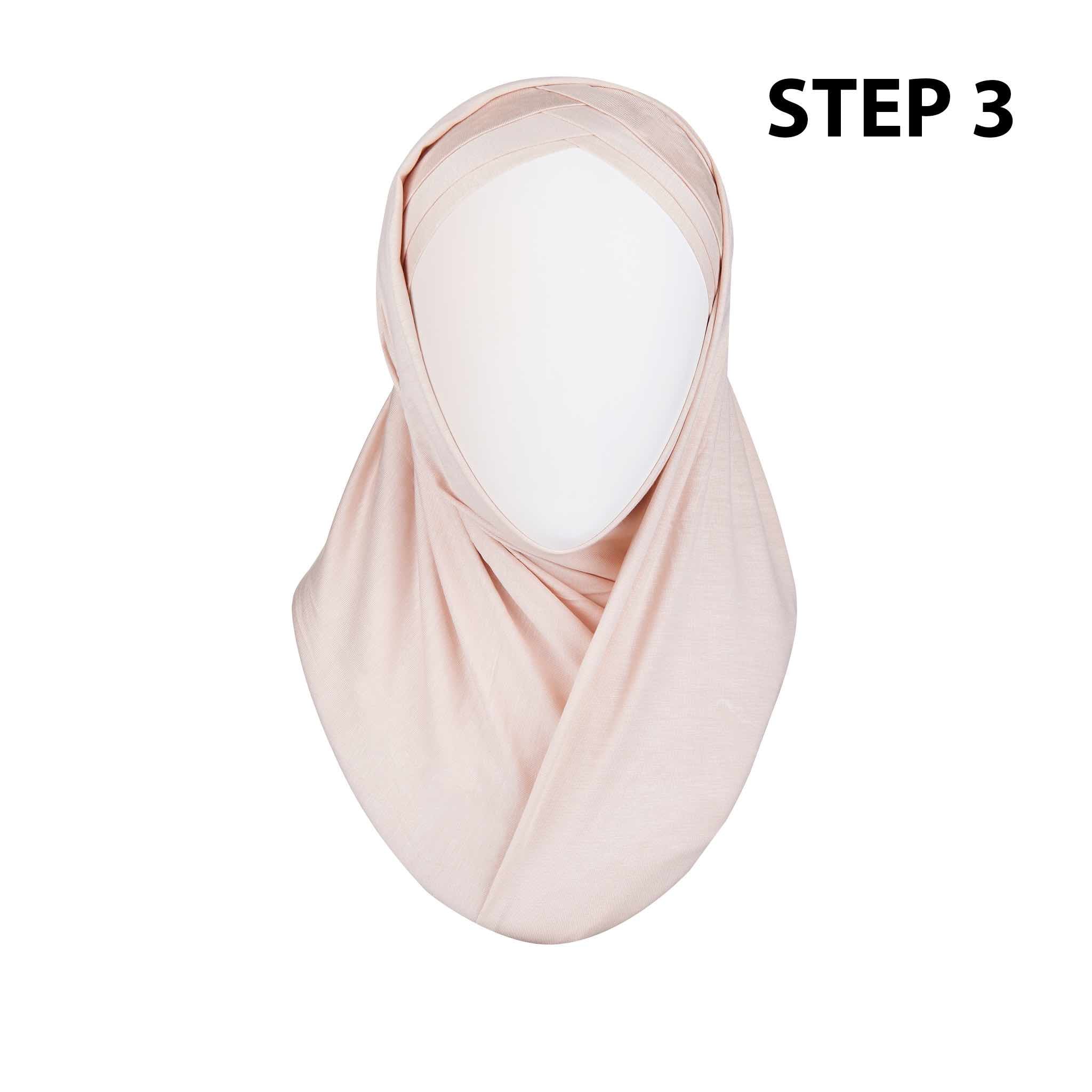 Pale Pink Ready to Wear Hijab - 3 Stripped - Image 4