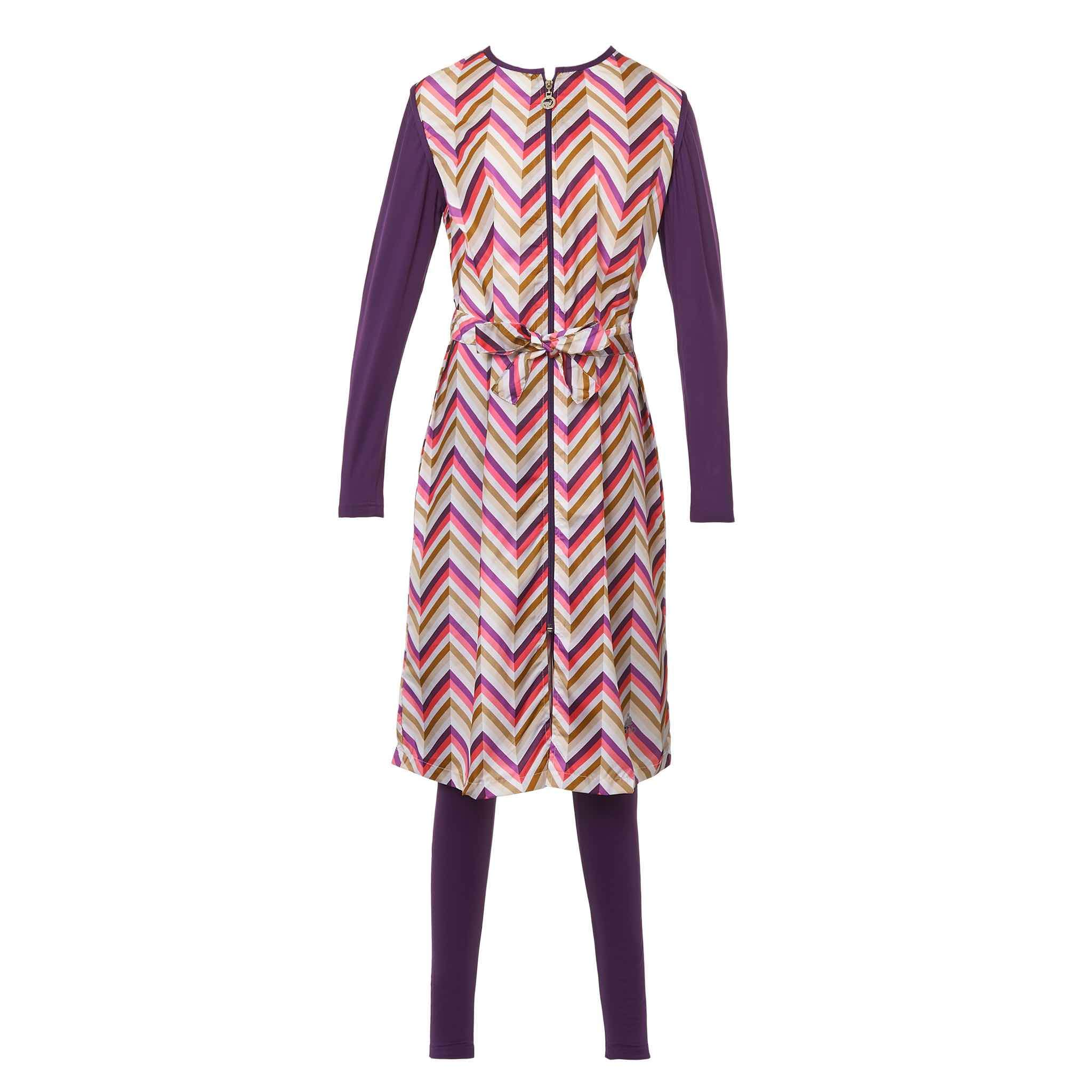Purple Striped Burkini Swimwear - Image 7