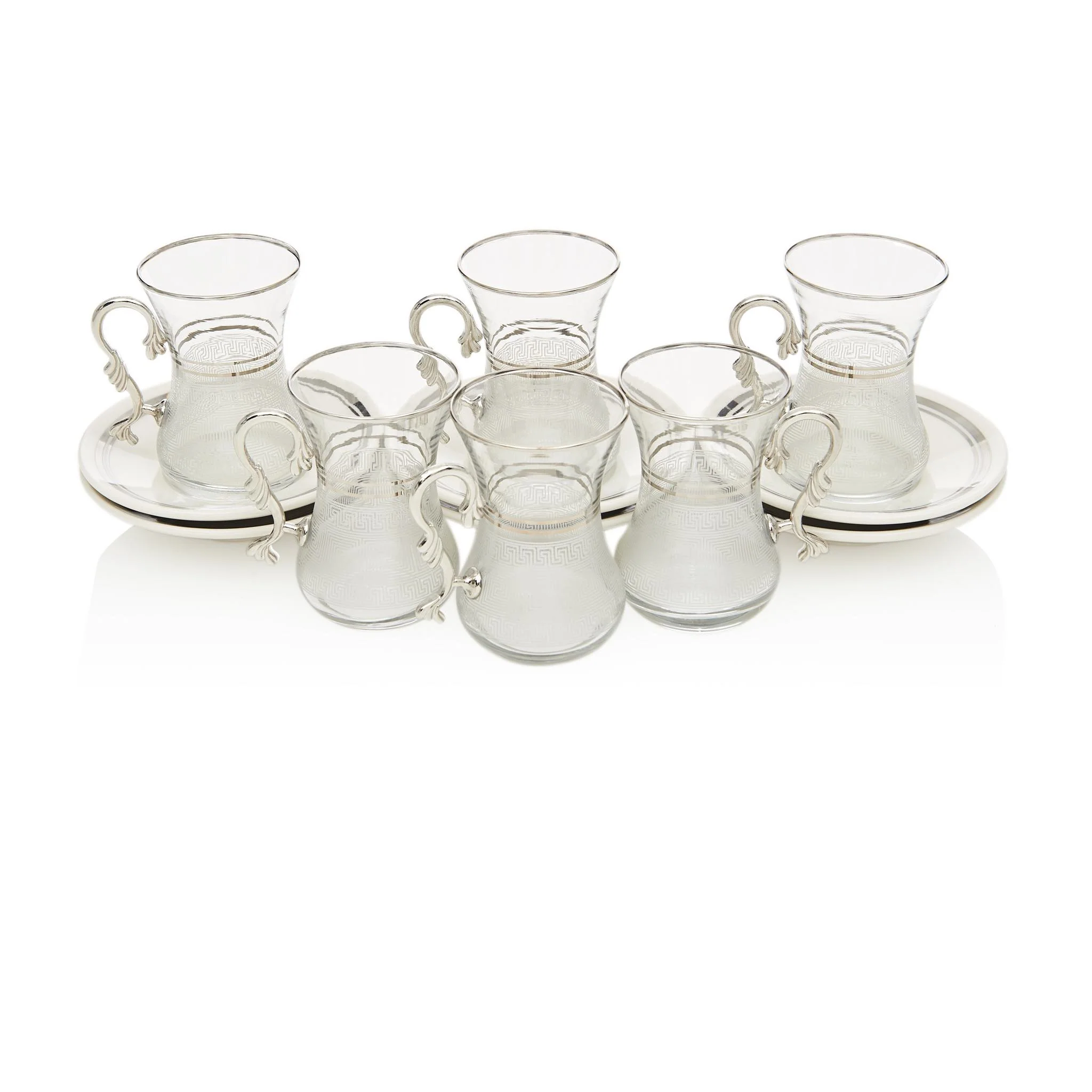Silver Patterned Turkish Tea Set - Image 2