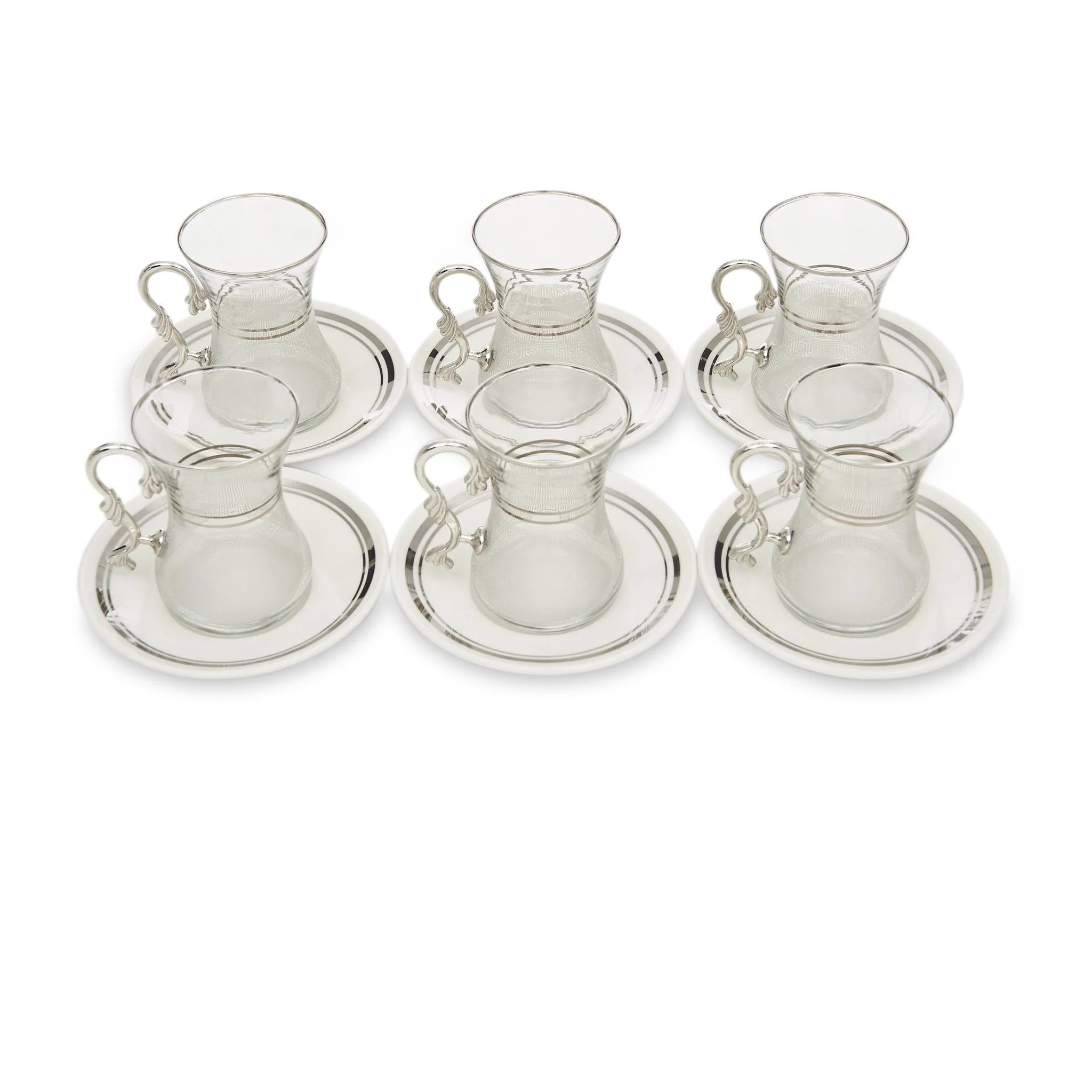 Silver Patterned Turkish Tea Set - Image 4