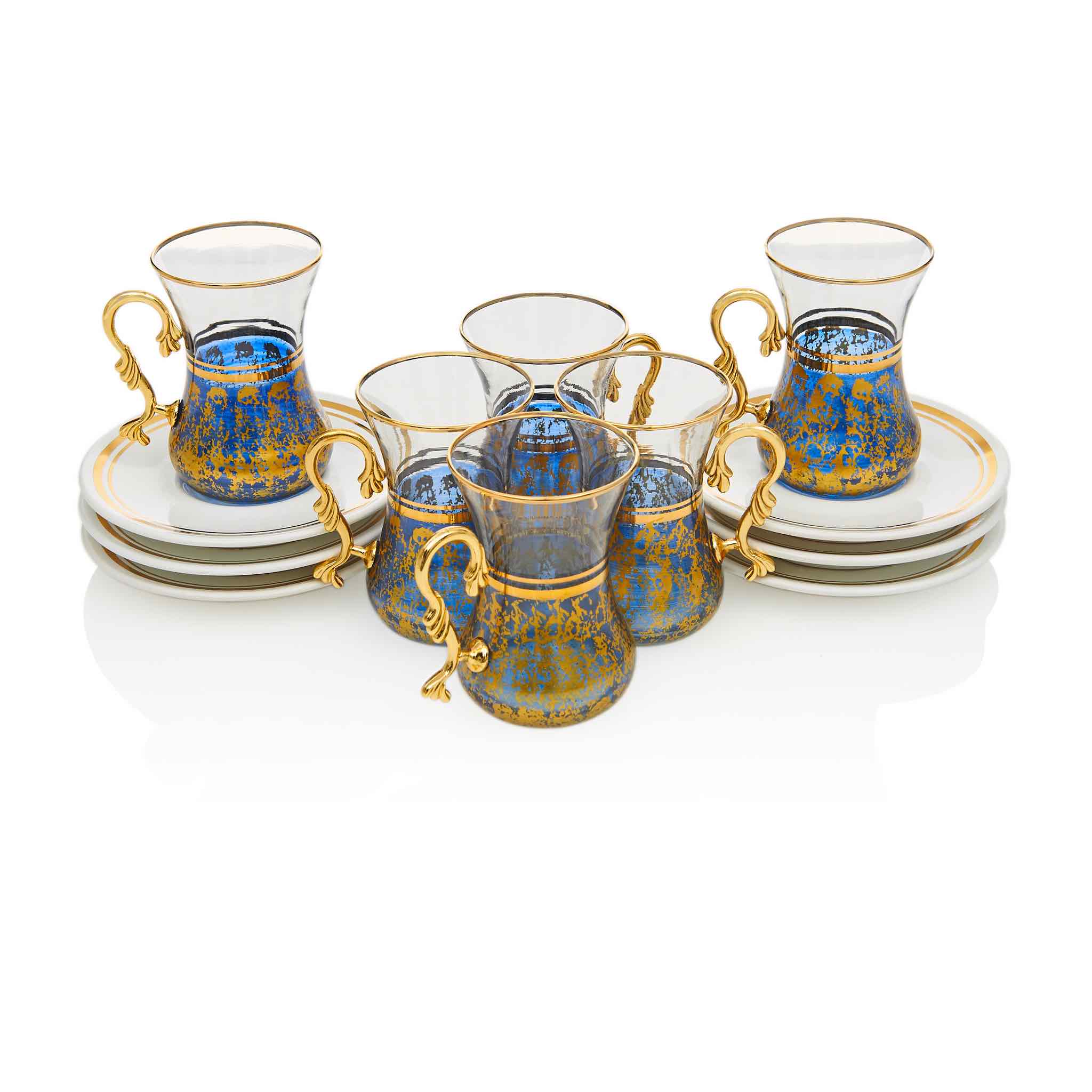 Vintage Blue Turkish Tea Set - Image 3