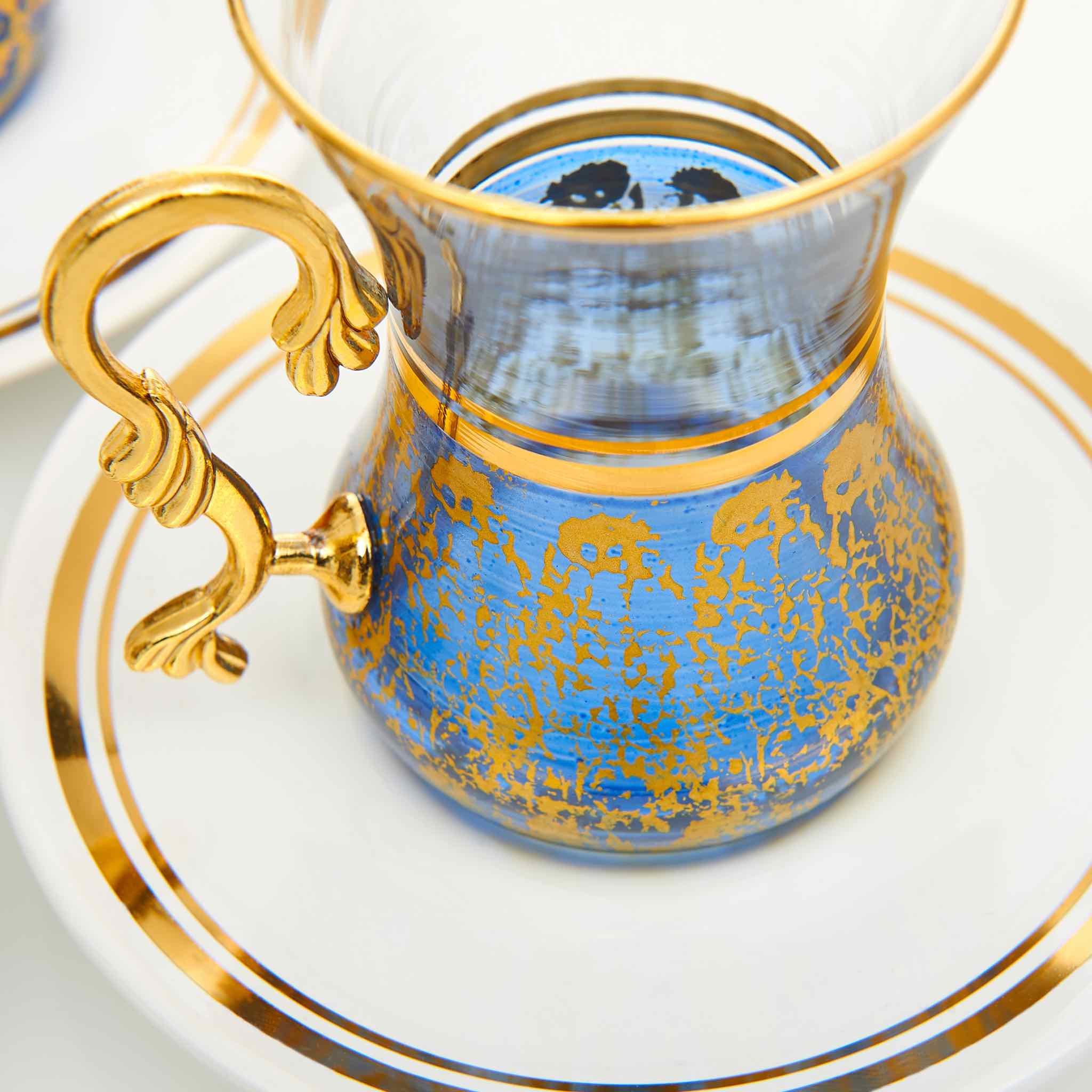 Vintage Blue Turkish Tea Set - Image 5