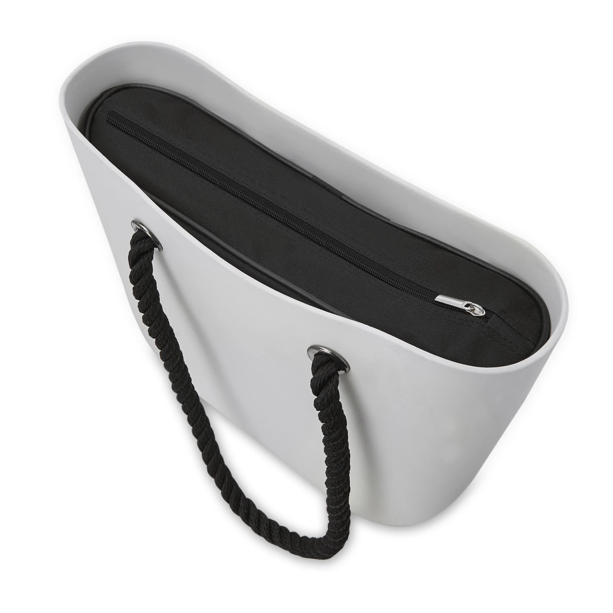 Waterproof White Beach Bag - Black Handle - Image 3