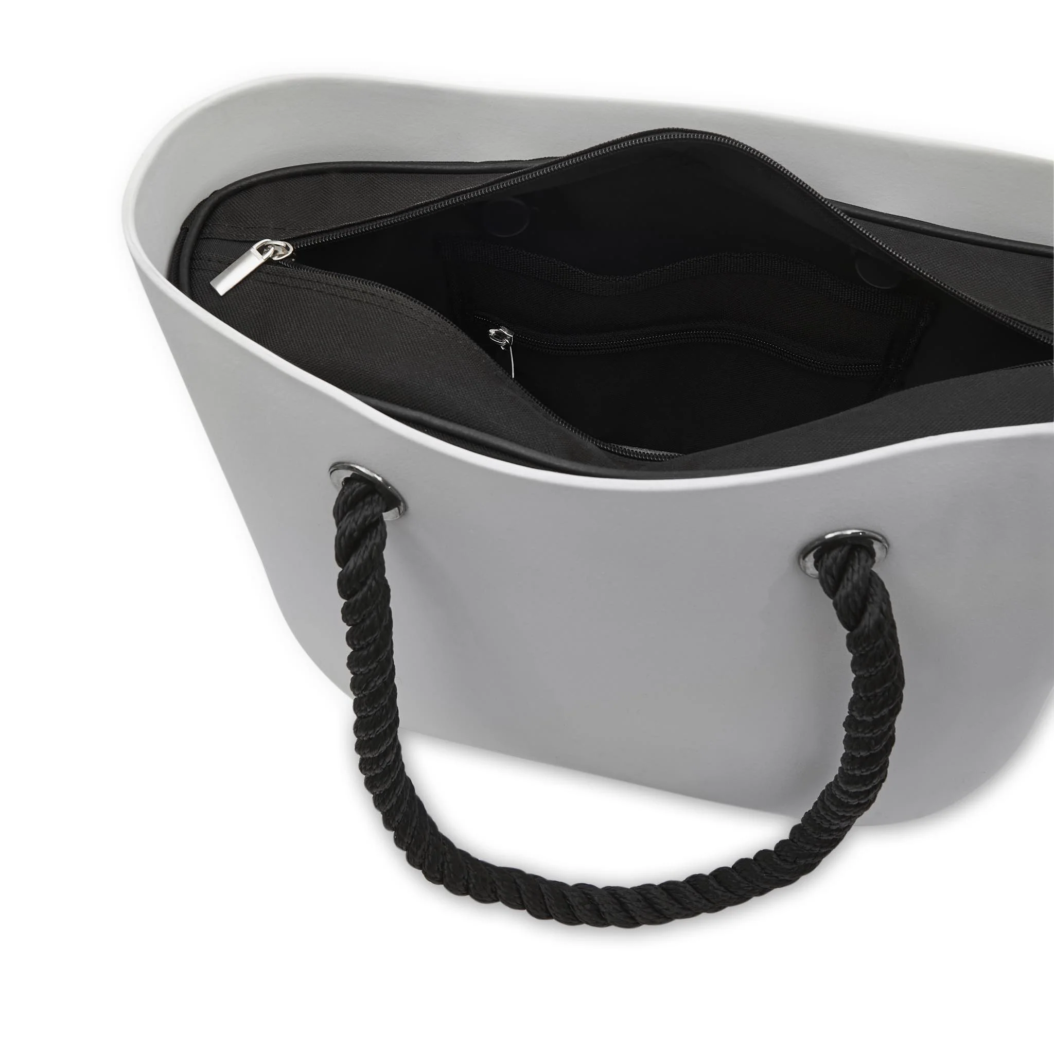 Waterproof White Beach Bag - Black Handle - Image 4