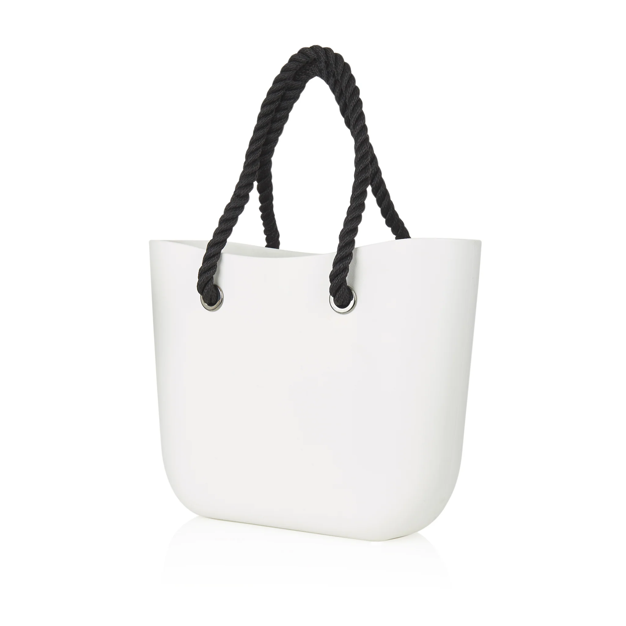 Waterproof White Beach Bag - Brown Handle - Image 6
