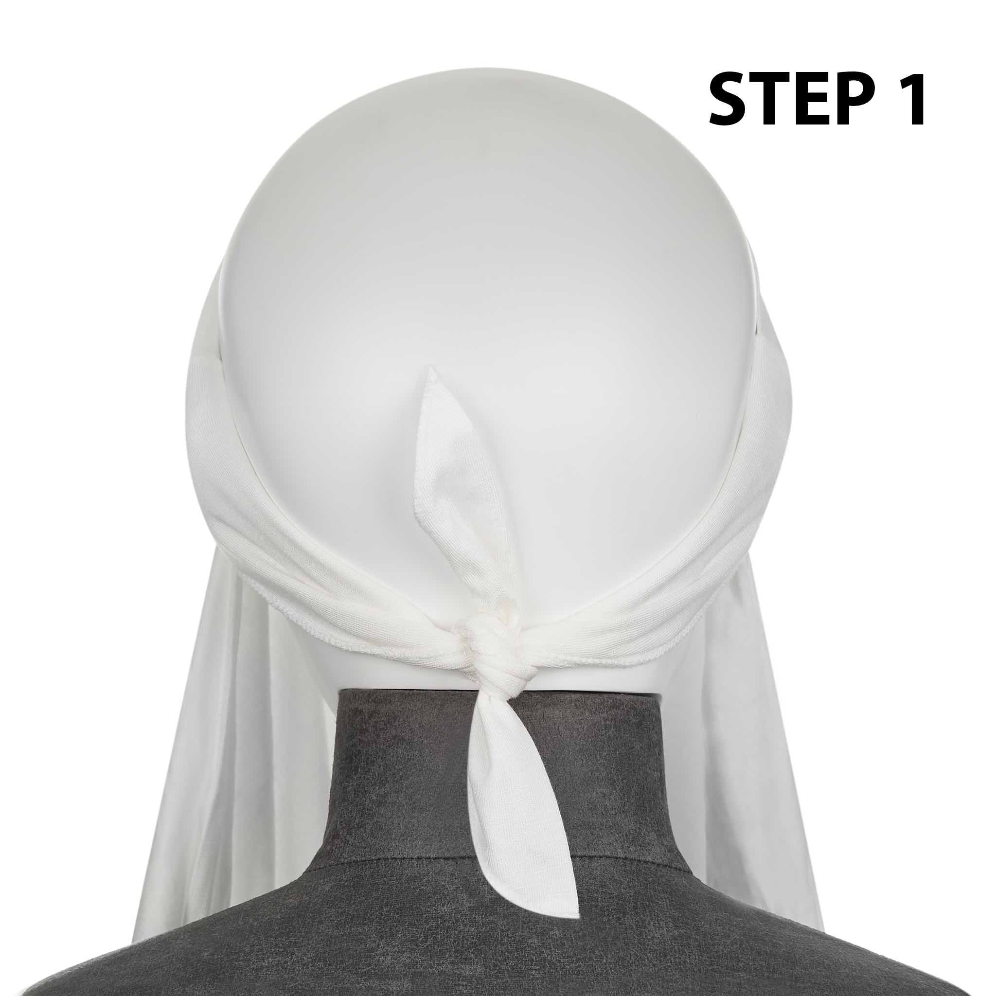 White Ready to Wear Hijab - 3 stripped - Image 2
