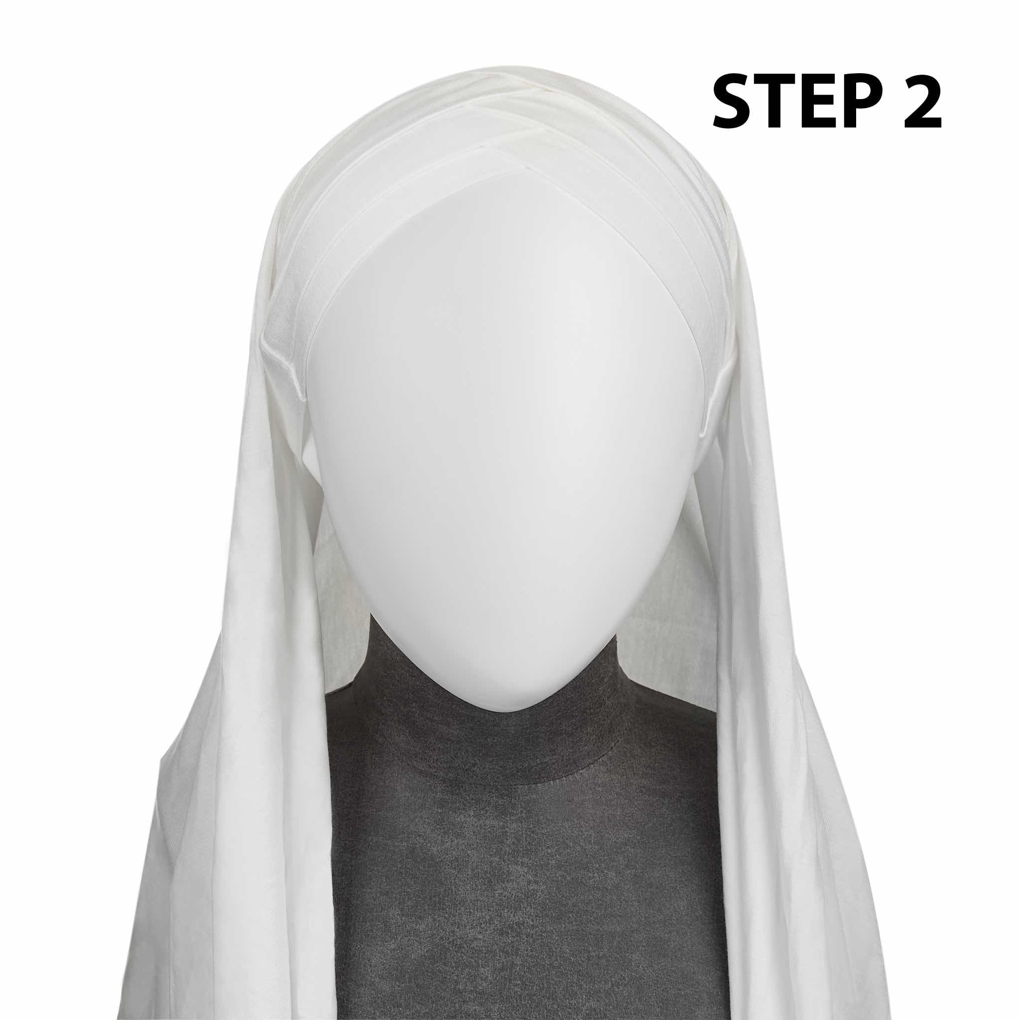 White Ready to Wear Hijab - 3 stripped - Image 3
