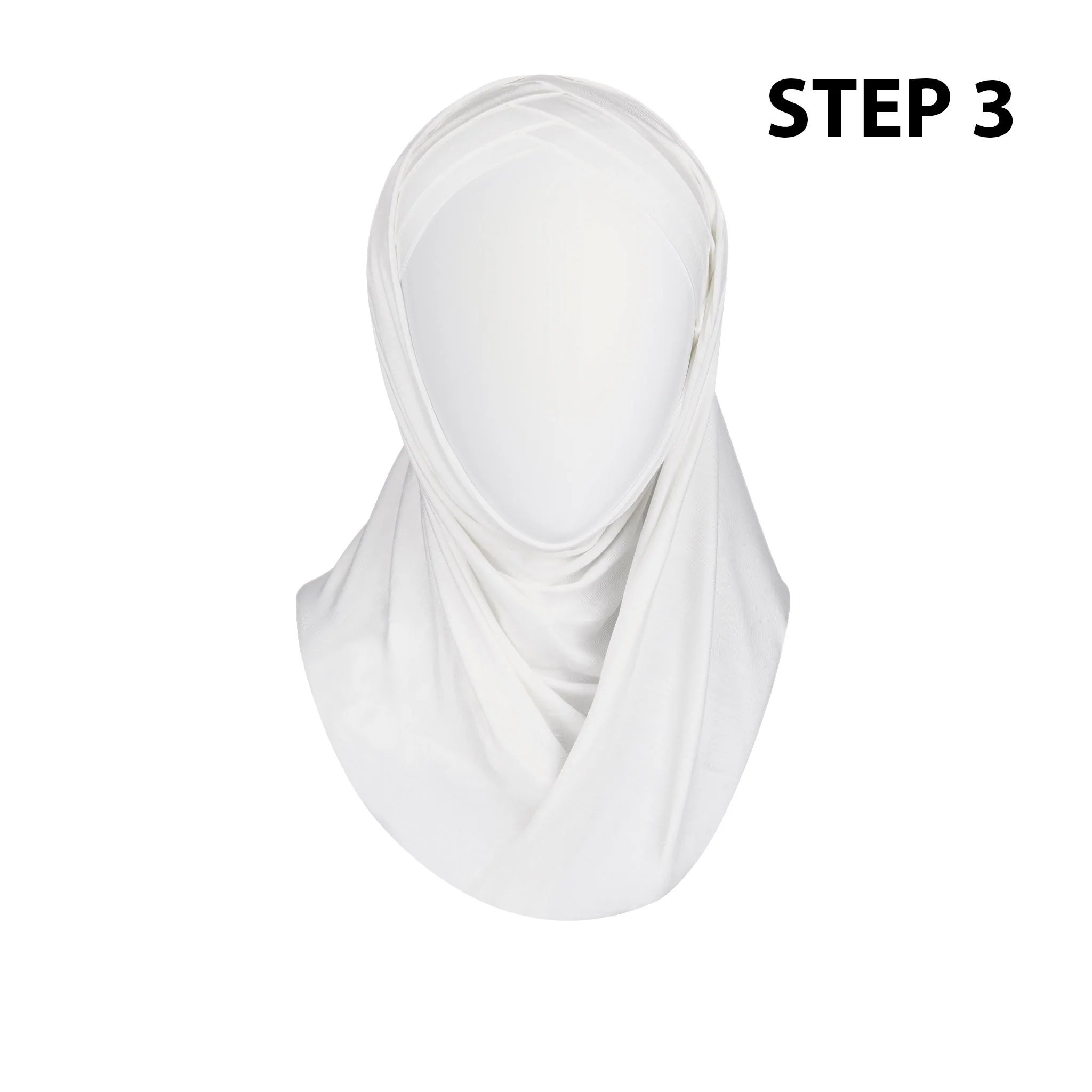 White Ready to Wear Hijab - 3 stripped - Image 4